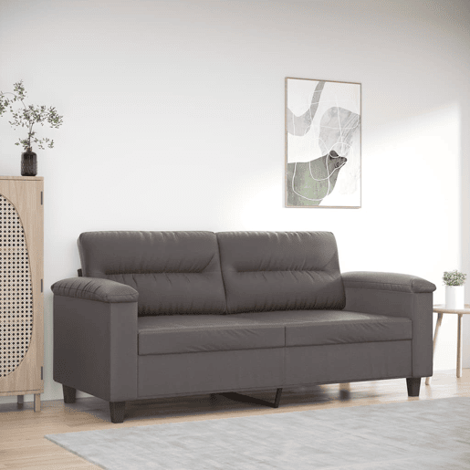 Sofá de 2 lugares - Sofá fixo 140 cm couro artificial cinza Sofá de 2 lugares - Sofá fixo 140 cm couro artificial cinza