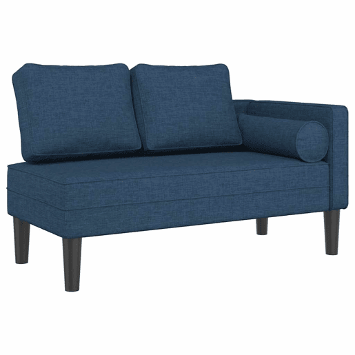 Sofá Chaise lounge - Sofá de canto com almofadões tecido azul