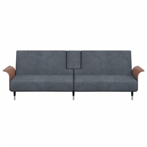 Sofá-cama, Sofá conversível com suportes para copos veludo cinzento-escuro Sofá-cama, Sofá conversível com suportes para copos veludo cinzento-escuro