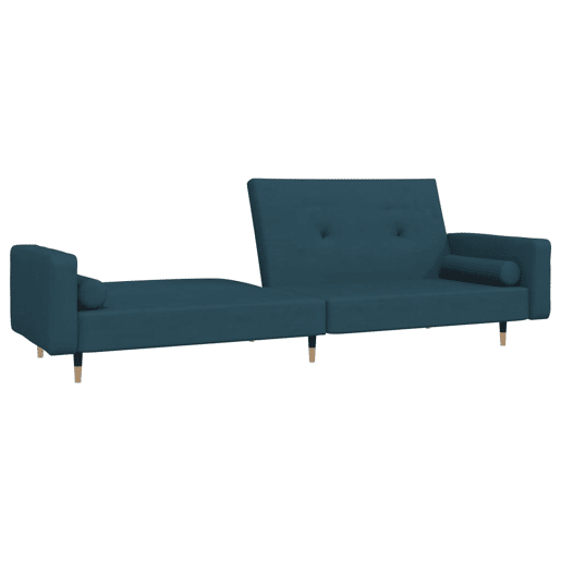 Sofá-cama, Sofá conversível 2 lugares com duas almofadas veludo azul