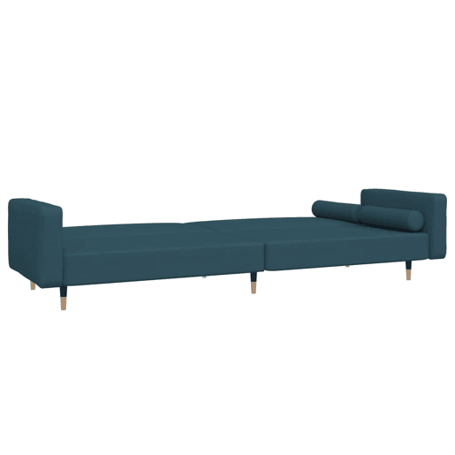 Sofá-cama, Sofá conversível 2 lugares com duas almofadas veludo azul