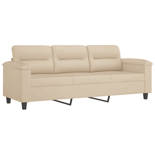 Sofá de 3 lugares - Sofá fixo c apoio pés 180 cm tecido microfibra creme
