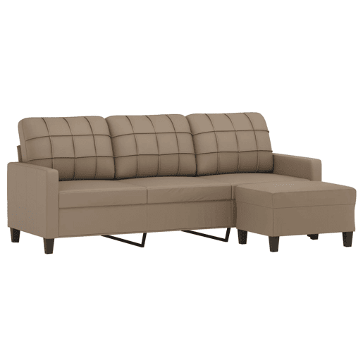 vidaXL Sofá 3 lugares c apoio pés 180 cm couro artificial cappuccino vidaXL Sofá 3 lugares c apoio pés 180 cm couro artificial cappuccino
