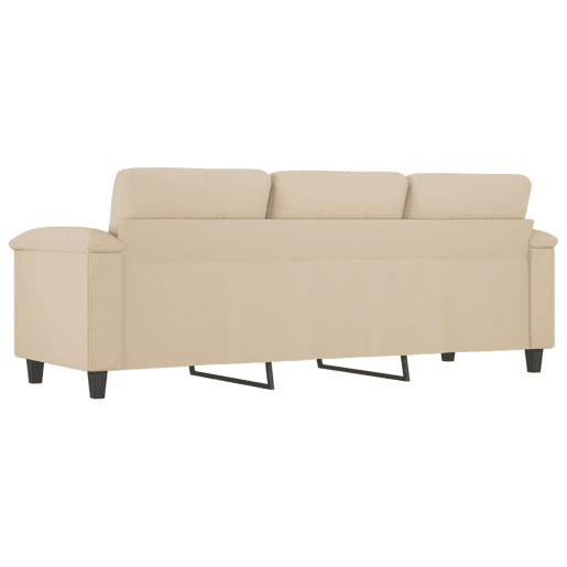 Sofá de 3 lugares - Sofá fixo 180 cm tecido de microfibra creme