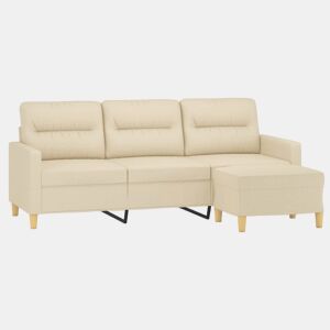 Sofá de 3 lugares - Sofá fixo com apoio de pés 180 cm tecido cor creme