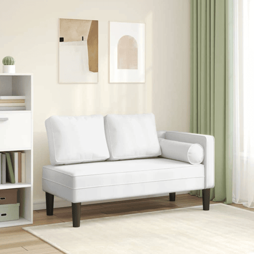 Chaise longue com almofadões couro artificial branco Chaise longue com almofadões couro artificial branco