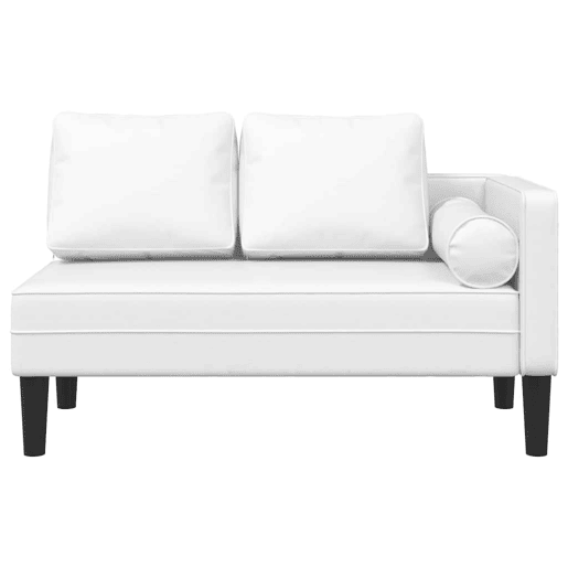Chaise longue com almofadões couro artificial branco Chaise longue com almofadões couro artificial branco