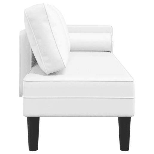 Chaise longue com almofadões couro artificial branco Chaise longue com almofadões couro artificial branco