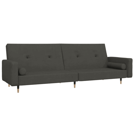Sofá-cama, Sofá conversível 2 lugares com duas almofadas veludo cinzento-escuro