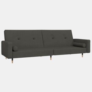 Sofá-cama, Sofá conversível 2 lugares com duas almofadas veludo cinzento-escuro