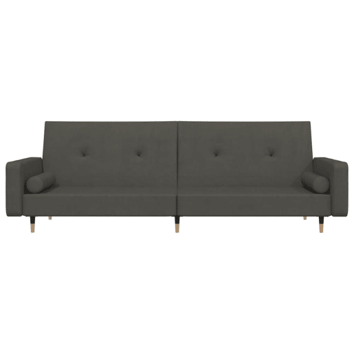 Sofá-cama, Sofá conversível 2 lugares com duas almofadas veludo cinzento-escuro