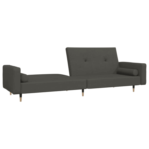 Sofá-cama, Sofá conversível 2 lugares com duas almofadas veludo cinzento-escuro
