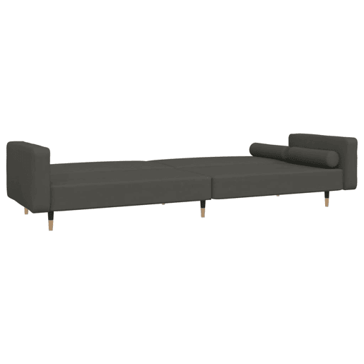 Sofá-cama, Sofá conversível 2 lugares com duas almofadas veludo cinzento-escuro