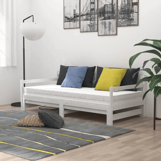 Estrutura Sofá-cama, Sofá conversível de puxar 2x(90x200) cm pinho maciço branco Estrutura Sofá-cama, Sofá conversível de puxar 2x(90x200) cm pinho maciço branco