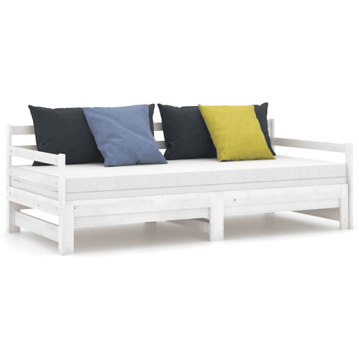 Estrutura Sofá-cama, Sofá conversível de puxar 2x(90x200) cm pinho maciço branco Estrutura Sofá-cama, Sofá conversível de puxar 2x(90x200) cm pinho maciço branco