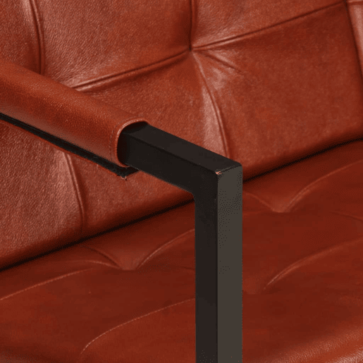 Sofá de 2 lugares - Sofá fixo couro de cabra genuíno castanho