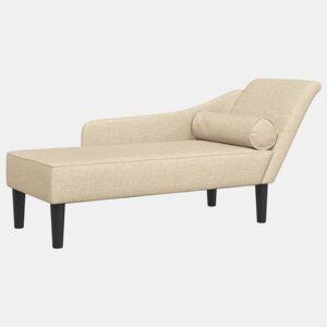 Sofá Chaise lounge - Sofá de canto com almofadões tecido creme