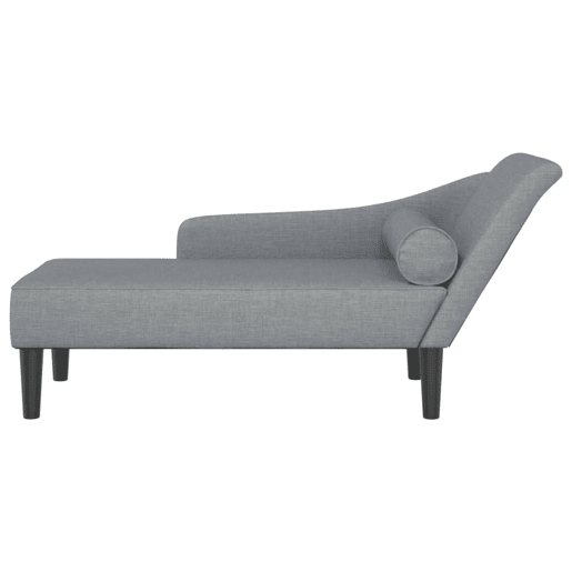 Sofá Chaise lounge - Sofá de canto com almofadões tecido cinzento-claro Sofá Chaise lounge - Sofá de canto com almofadões tecido cinzento-claro