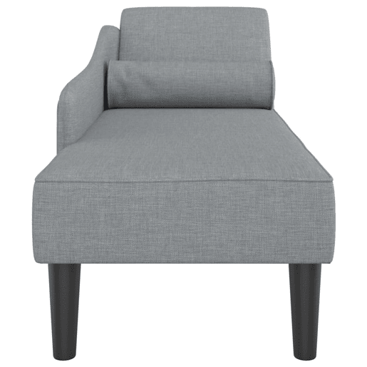 Sofá Chaise lounge - Sofá de canto com almofadões tecido cinzento-claro Sofá Chaise lounge - Sofá de canto com almofadões tecido cinzento-claro
