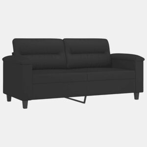 Sofá de 2 lugares - Sofá fixo 140 cm tecido de microfibra preto