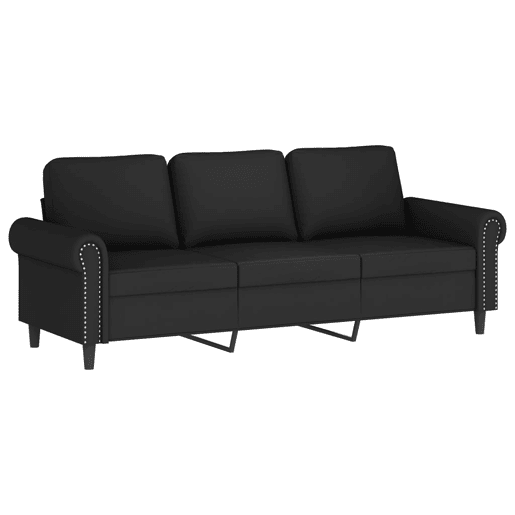 Sofá de 3 lugares - Sofá fixo com apoio de pés 180 cm veludo preto