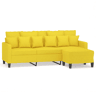 Sofá de 3 lugares - Sofá fixo com apoio de pés 180 cm tecido amarelo-claro