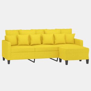 Sofá de 3 lugares - Sofá fixo com apoio de pés 180 cm tecido amarelo-claro