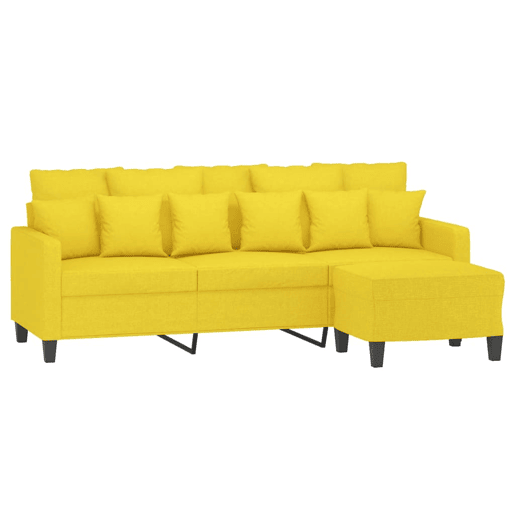 Sofá de 3 lugares - Sofá fixo com apoio de pés 180 cm tecido amarelo-claro Sofá de 3 lugares - Sofá fixo com apoio de pés 180 cm tecido amarelo-claro