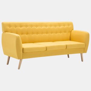 Sofá de 3 lugares - Sofá fixo estofos de tecido 172x70x82 cm amarelo
