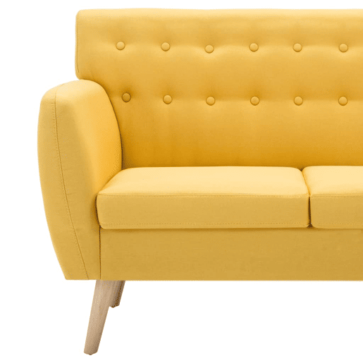 Sofá de 3 lugares - Sofá fixo estofos de tecido 172x70x82 cm amarelo