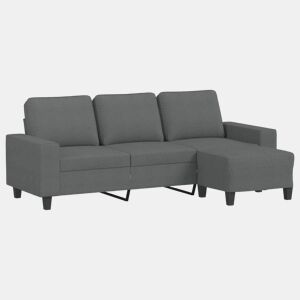 Sofá de 3 lugares - Sofá fixo com apoio de pés 180 cm tecido cinza-escuro