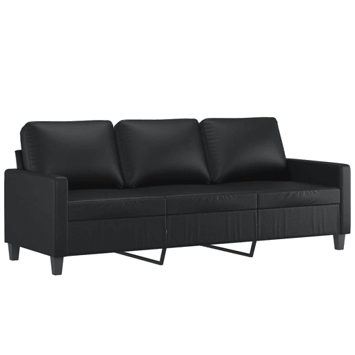Sofá de 3 lugares - Sofá fixo c apoio de pés 180 cm couro artificial preto