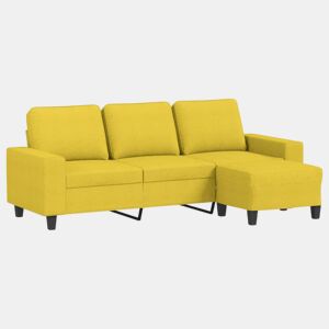 Sofá de 3 lugares - Sofá fixo com apoio de pés 180 cm tecido amarelo-claro