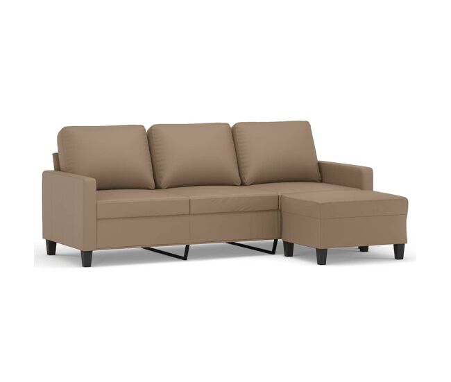 Sofá 3 plazas moderno - sofá de salón y taburete cuero sintético color capuchino 180 cm
