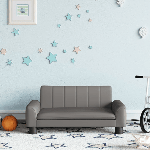 Sofá infantil - Sofá para crianças 70x45x30 cm couro artificial cinzento