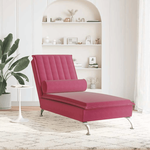 Sofá Chaise lounge - Sofá de canto de massagem com rolo veludo vermelho tinto