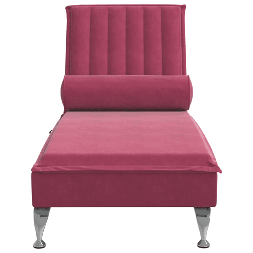 Sofá Chaise lounge - Sofá de canto de massagem com rolo veludo vermelho tinto