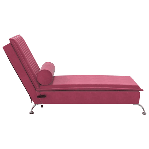 Sofá Chaise lounge - Sofá de canto de massagem com rolo veludo vermelho tinto