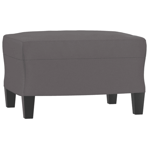 Sofá de 3 lugares - Sofá fixo c apoio de pés 180 cm couro artificial cinza Sofá de 3 lugares - Sofá fixo c apoio de pés 180 cm couro artificial cinza