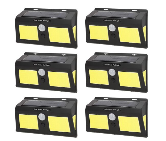 Aktive set 6 apliques solares led 500 lúmenes con sensor de movimiento y 3 modos de luz