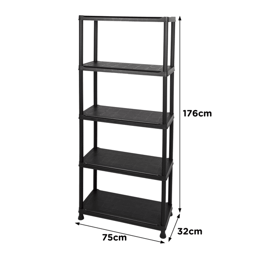 Curver Pack 2 prateleiras de plástico resistente 5 prateleiras 75x32x176 cm