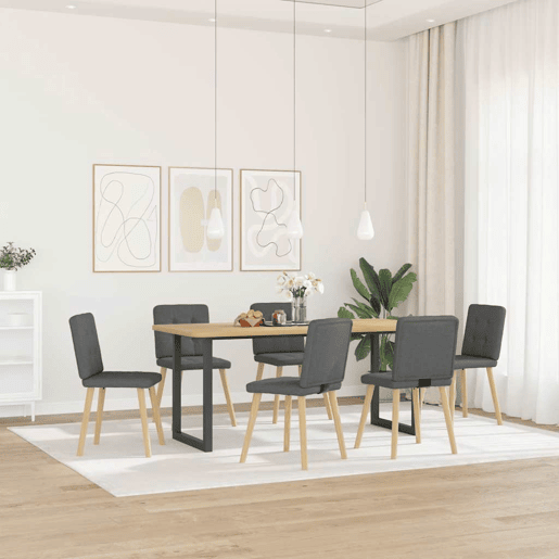 vidaXL Cadeiras de jantar 6 pcs tecido cinzento-escuro vidaXL Cadeiras de jantar 6 pcs tecido cinzento-escuro