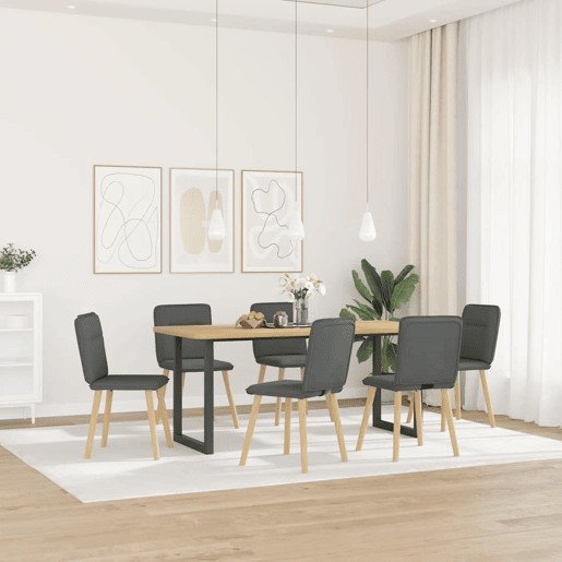 vidaXL Cadeiras de jantar 6 pcs tecido cinzento-escuro vidaXL Cadeiras de jantar 6 pcs tecido cinzento-escuro