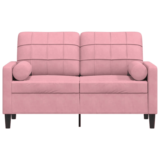 vidaXL Sofá 2 lug. c almofadas decorativas 120 cm veludo rosa