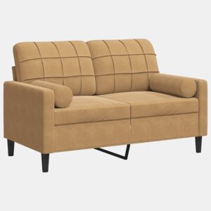vidaXL Sofá 2 lugares c almofadas decorativas 120 cm veludo castanho