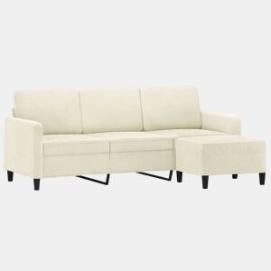 vidaXL Sofá de 3 lugares com apoio de pés 180 cm veludo cor creme