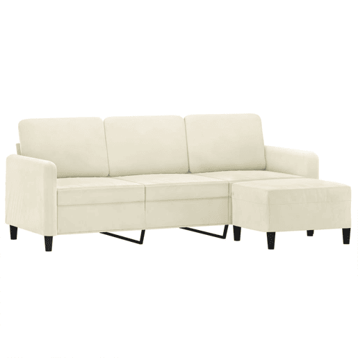 vidaXL Sofá de 3 lugares com apoio de pés 180 cm veludo cor creme vidaXL Sofá de 3 lugares com apoio de pés 180 cm veludo cor creme