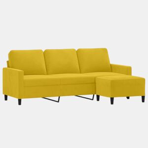 vidaXL Sofá de 3 lugares com apoio de pés 180 cm veludo amarelo