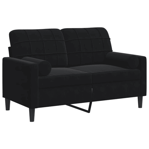 vidaXL Sofá 2 lugares c almofadas decorativas 120 cm veludo preto