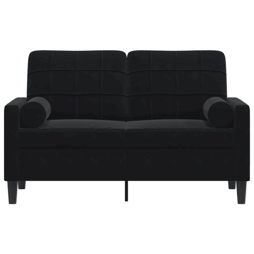 vidaXL Sofá 2 lugares c almofadas decorativas 120 cm veludo preto